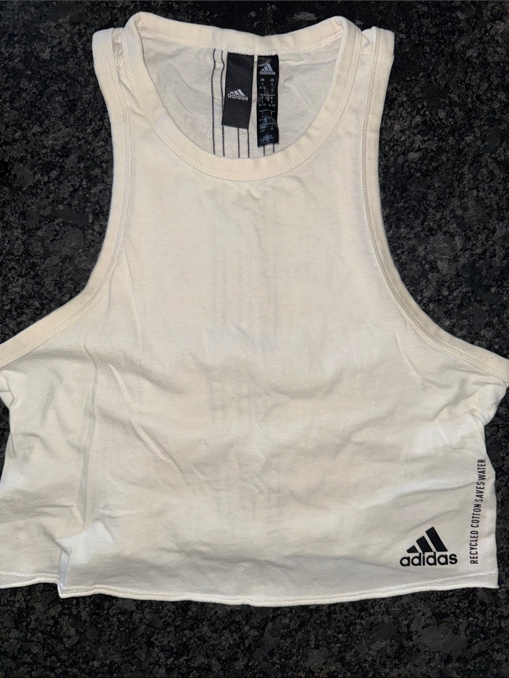 adidas White Cropped Racerback Tank Top
